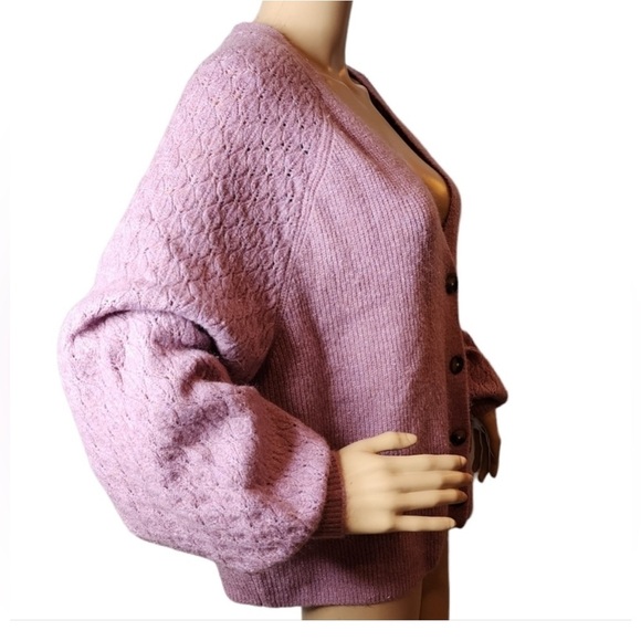 Lane Bryant Classic Long-Sleeve Button-Front Pointelle-Sleeve Cardigan 26/28 - Picture 5 of 13